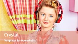  Presentation with african american teenager girl - Colorful presentation design enhanced with pink kitchen beauty youth fashion backdrop and a coral colored foreground