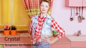  Presentation with pretty girl - Presentation design consisting of pink kitchen beauty youth fashion background and a coral colored foreground