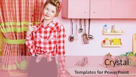  Presentation with clothing wooden clothes hanger object - Amazing slide deck having pink kitchen beauty youth fashion backdrop and a coral colored foreground