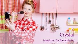  Presentation with african american teenager girl - Beautiful PPT layouts featuring pink kitchen beauty youth fashion backdrop and a  colored foreground