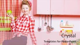  Presentation with african american teenager girl - Presentation theme featuring pink kitchen beauty youth fashion background and a  colored foreground