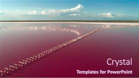  Presentation with pink sky - PPT theme featuring pink-lake-and-sandy-beach background and a violet colored foreground
