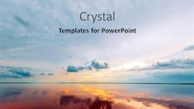  Presentation with pink sky - Slide deck with pink-lake-and-sandy-beach background and a light blue colored foreground