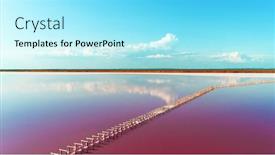 Presentation with pink sky - Colorful presentation theme enhanced with pink-lake-and-sandy-beach backdrop and a arctic colored foreground