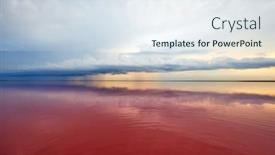  Presentation with pink sky - Cool new slide set with pink-lake-and-sandy-beach backdrop and a sky blue colored foreground