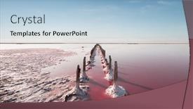  Presentation with pink sky - Cool new slides with pink-lake-and-sandy-beach backdrop and a light blue colored foreground