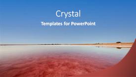  Presentation with pink sky - Beautiful PPT theme featuring pink-lake-and-sandy-beach backdrop and a teal colored foreground