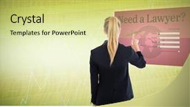  Presentation with shares - Audience pleasing slides consisting of pink law - business woman pointing somewhere backdrop and a  colored foreground