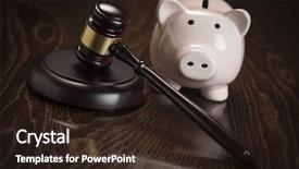  Presentation with piggy bank - Colorful presentation design enhanced with pink law - gavel and piggy bank backdrop and a wine colored foreground