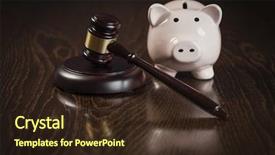  Presentation with banking bank vault door - Beautiful slide set featuring pink law - gavel and piggy bank backdrop and a wine colored foreground