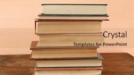  Presentation with public health stack of books - Slide set enhanced with pink law - stack of books on wooden background and a  colored foreground