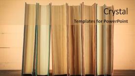  Presentation with stack books - Beautiful presentation design featuring pink law - stack of books on wooden backdrop and a  colored foreground