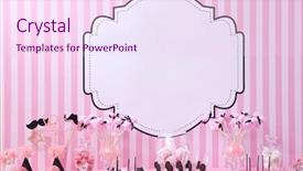  Presentation with sweets - Presentation theme featuring pink law - table with tasty sweets prepared background and a pink colored foreground