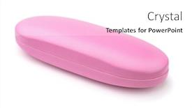  Presentation with case - PPT theme having pink leather closed eyeglasses case isolated on white background and a white colored foreground