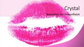  Presentation with pink white - Cool new slides with pink lips isolated on white backdrop and a coral colored foreground