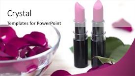  Presentation with pink rose petals - Colorful slide set enhanced with pink lipstick and roses petals backdrop and a white colored foreground