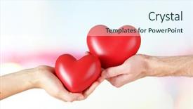  Presentation with heart in hands - Cool new presentation design with pink love - hearts in hands on light backdrop and a sky blue colored foreground