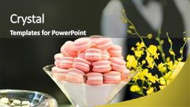  Presentation with pink white - Presentation theme featuring pink macarons on a white background and a dark gray colored foreground