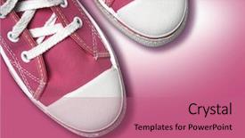  Presentation with tennis shoes - Presentation theme having pink magenta tennis shoes background and a coral colored foreground