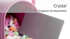  Presentation with conversation hearts - Slides enhanced with pink mail box with conversation hearts and a blank notecard fallin out on a white background valentine's day with copy space background and a white colored foreground