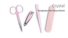 Presentation with manicure - Beautiful PPT layouts featuring pink-manicure-tools-nail-scissors backdrop and a white colored foreground