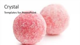  Presentation with pink white - Cool new PPT theme with pink marzipan balls on white backdrop and a white colored foreground