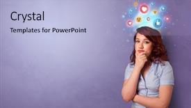  Presentation with business pink - Presentation consisting of pink medis - business person standing with social background and a light blue colored foreground