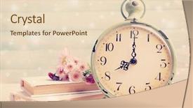  Presentation with books flowers - Slide set enhanced with beautiful flowers with alarm clock background and a lemonade colored foreground