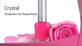  Presentation with pink rose petals on white - PPT theme featuring pink nail polish with rose background and a white colored foreground