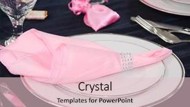  Presentation with napkins - Amazing slide deck having pink napkins and white dishes on a table ready for guests backdrop and a lemonade colored foreground