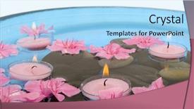  Presentation with floating - Audience pleasing slide deck consisting of pink oleander flowers floating on water backdrop and a light blue colored foreground