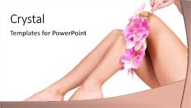  Presentation with pink beauty - Colorful slide deck enhanced with pink orchid - beauty female slim legs backdrop and a white colored foreground
