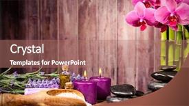  Presentation with spa - Slide set consisting of pink orchid - spa still life with free background and a coral colored foreground