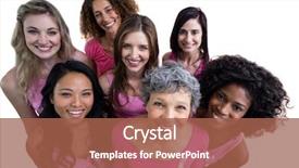  Presentation with breast cancer awareness month - Amazing slide deck having pink outfits posing for breast backdrop and a red colored foreground