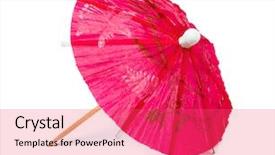  Presentation with scroll paper isolated on white - Slides enhanced with pink paper cocktail umbrella isolated background and a red colored foreground
