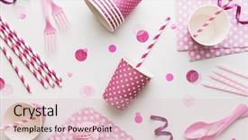  Presentation with party - Cool new PPT theme with pink party background overhead view backdrop and a lemonade colored foreground