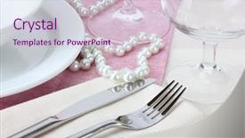  Presentation with pink pearls - Beautiful presentation design featuring pink pearls - table setting with fork knife backdrop and a lemonade colored foreground