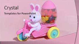  Presentation with easter bunny yellow spring flower - Beautiful presentation theme featuring pink pedals - easter bunny toy with cart backdrop and a lemonade colored foreground