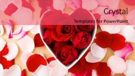  Presentation with pink rose - Presentation design with pink pedals - red rose inside the heart background and a red colored foreground