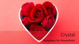  Presentation with shape heart - Slide set having multicolored pencils in a transparent glass on wooden background background and a light gray colored foreground