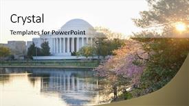  Presentation with cherry blossom - Amazing presentation theme having pink pedals - washington dc jefferson memorial backdrop and a white colored foreground