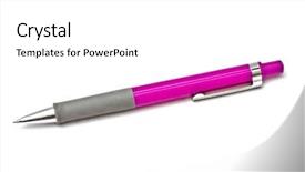  Presentation with pink and white balloons - Beautiful slide deck featuring pink pen isolated on white backdrop and a white colored foreground