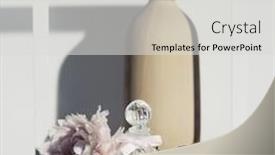  Presentation with pink perfume - Colorful presentation theme enhanced with pink-peony-flower-perfume-bottle backdrop and a light gray colored foreground