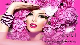  Presentation with peony - Beautiful slide deck featuring pink peony hair style vivid backdrop and a coral colored foreground