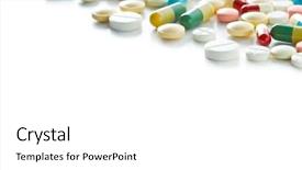  Presentation with pink white - Colorful theme enhanced with pink pharmacy - different pills isolated on white backdrop and a white colored foreground