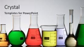  Presentation with flasks - Slide deck consisting of pink pharmacy - forefront of a laboratory flasks background and a light gray colored foreground