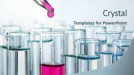  Presentation with test tubes - Amazing slide deck having pink pharmacy - test tubes close-up backdrop and a sky blue colored foreground