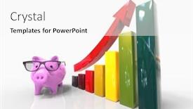  Presentation with financial money market - PPT theme enhanced with pink-piggy-bank-icon background and a  colored foreground