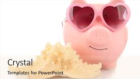  Presentation with starfish - Audience pleasing slides consisting of pink piggy bank in sunglasses with starfish isolated on white backdrop and a lemonade colored foreground