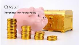  Presentation with pink gold - Presentation theme having pink-piggy-bank-surrounded background and a  colored foreground